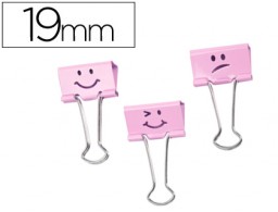 20 pinzas metálicas Rapesco reversibles emojis 19mm. rosa